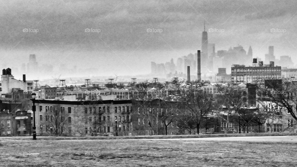 ghost city bw. Pic from Sunset Park, Brooklyn, last winter. modified