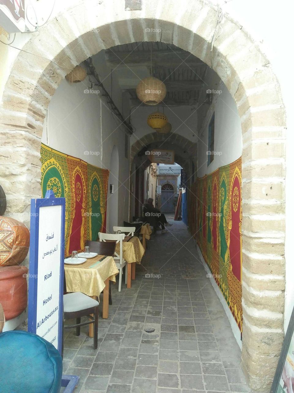 Beautiful and ancient street at essaouira city in Morocco