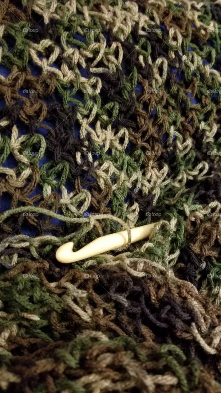 doing a crocheting