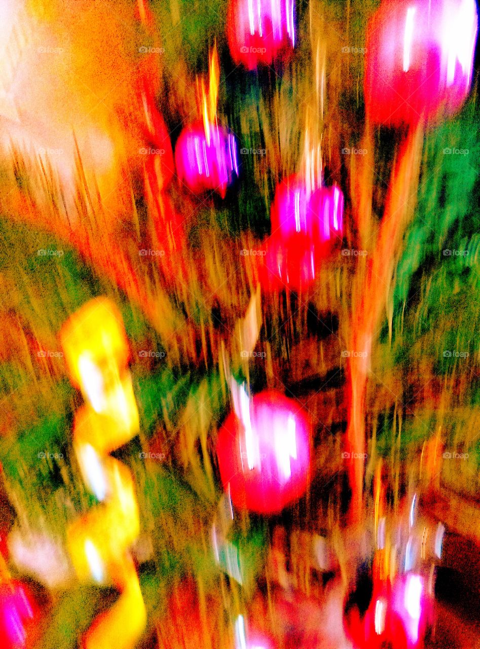 Blurred motion of decorated christmas tree
