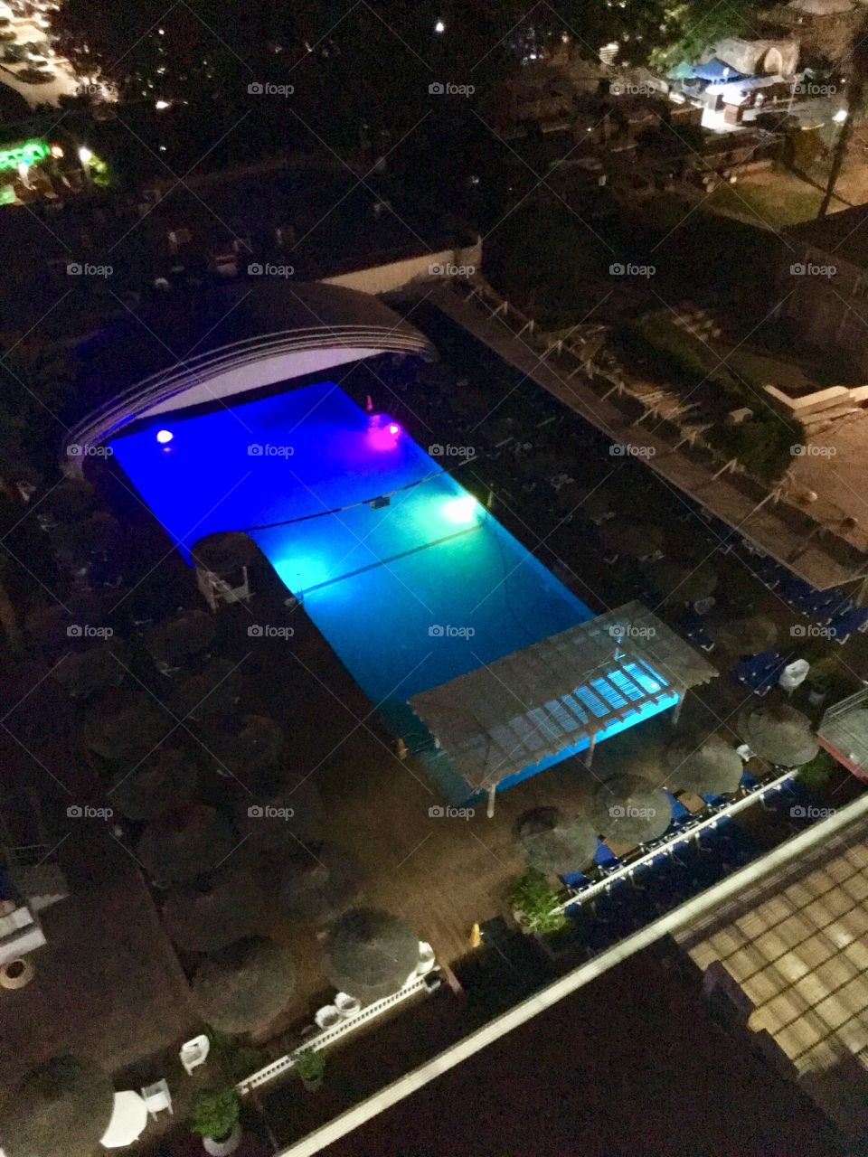 Pool hotel at night
