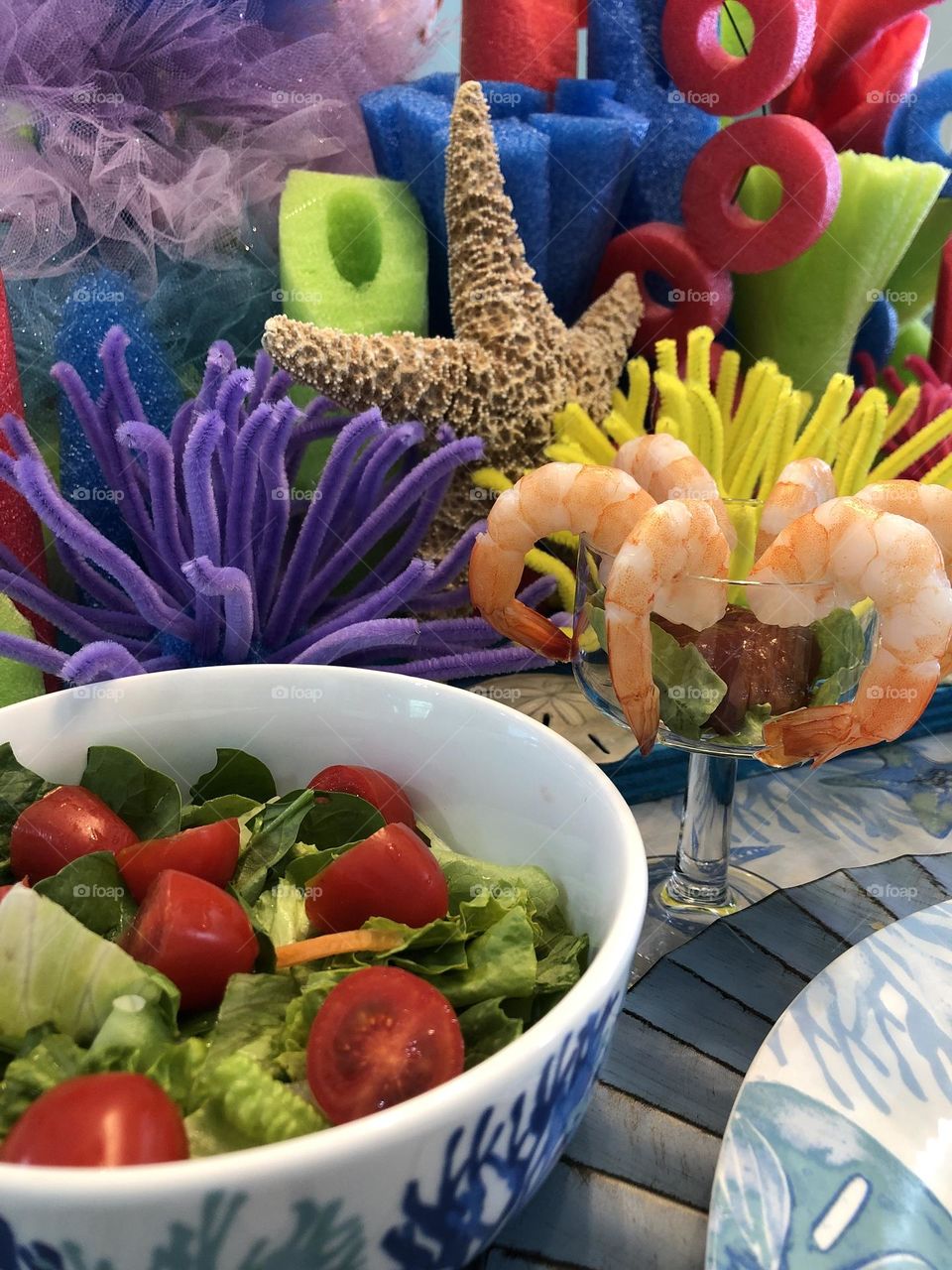 Appetizer and salad for an under the sea party