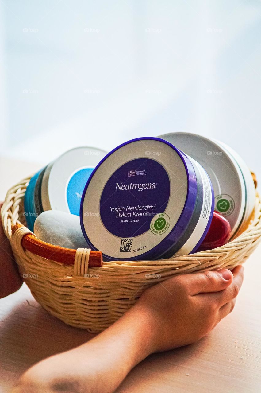 Beautiful basket and cream Neutrogena