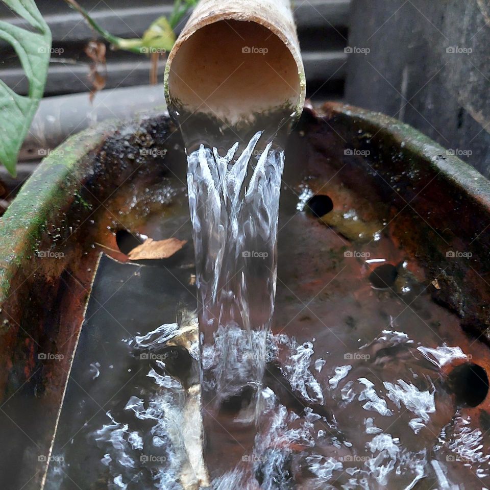 Water flows from mountain springs