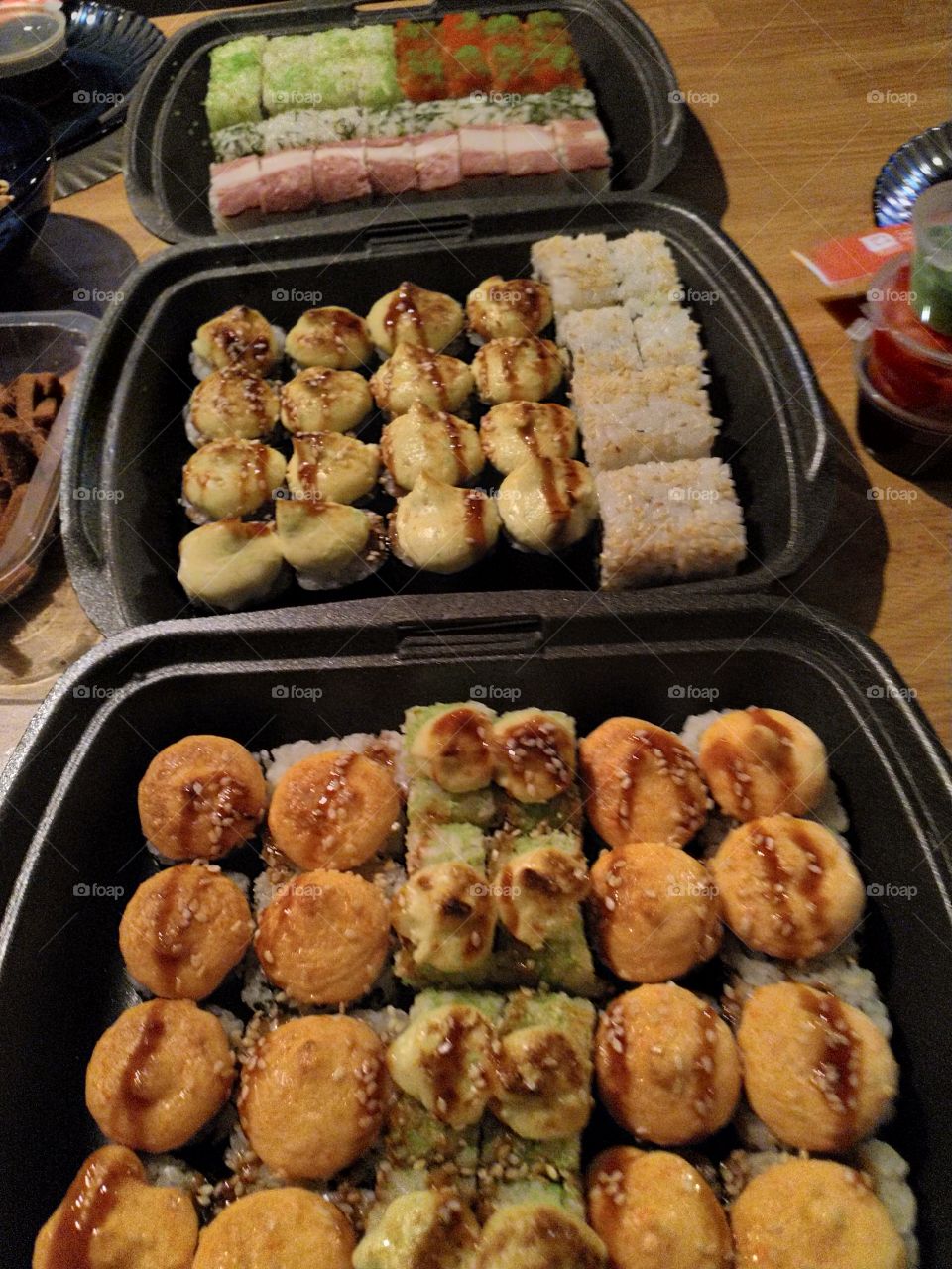 food and huge set rolls