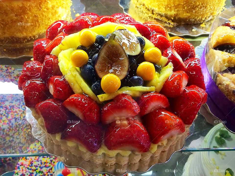 Fruit flan cake
