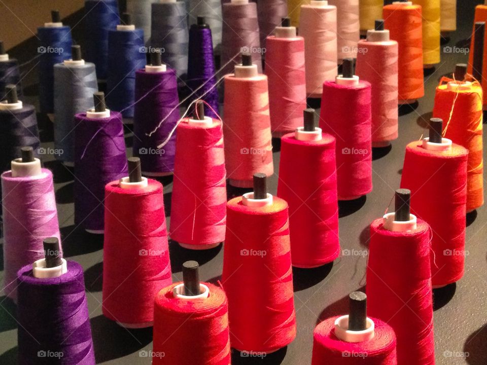 Colorful yarn spools 