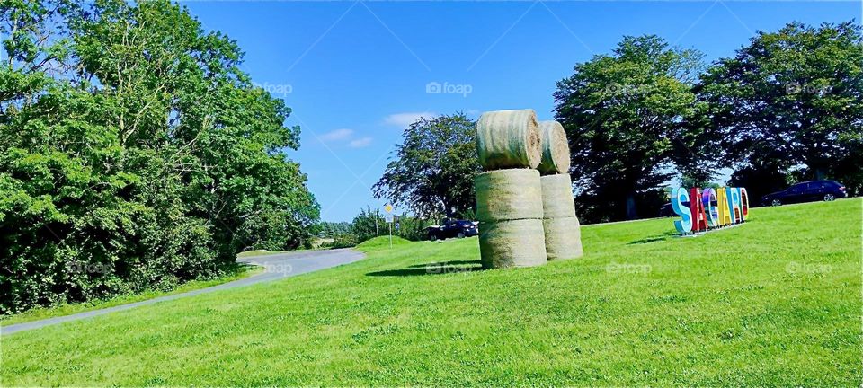 Beautiful large multicolor block letters indicate that we have entered the municipality of “Sagard” on the island of “Rügen” by the “Strelasund”, a part of the “Baltic Sea” in “Mecklenburg - Western Pomerania”, Germany. 2024. Hypnotic Productions
