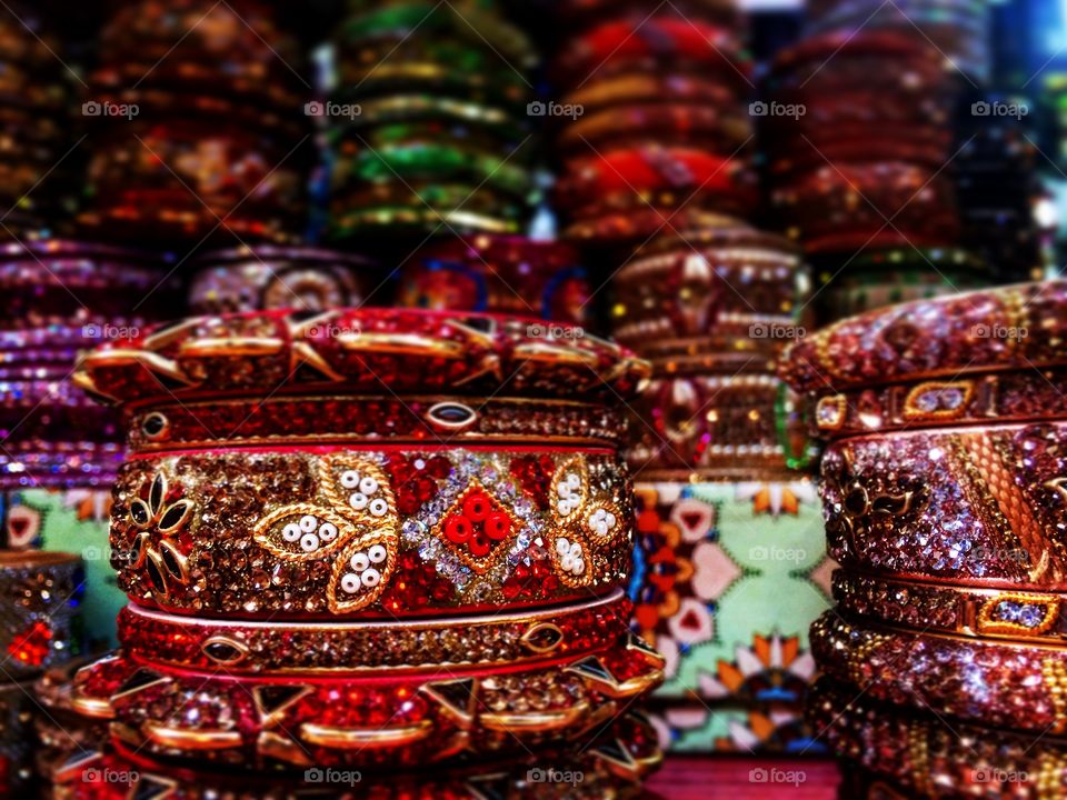 A huge collection of Rajasthani Bangles in Rajasthan India.