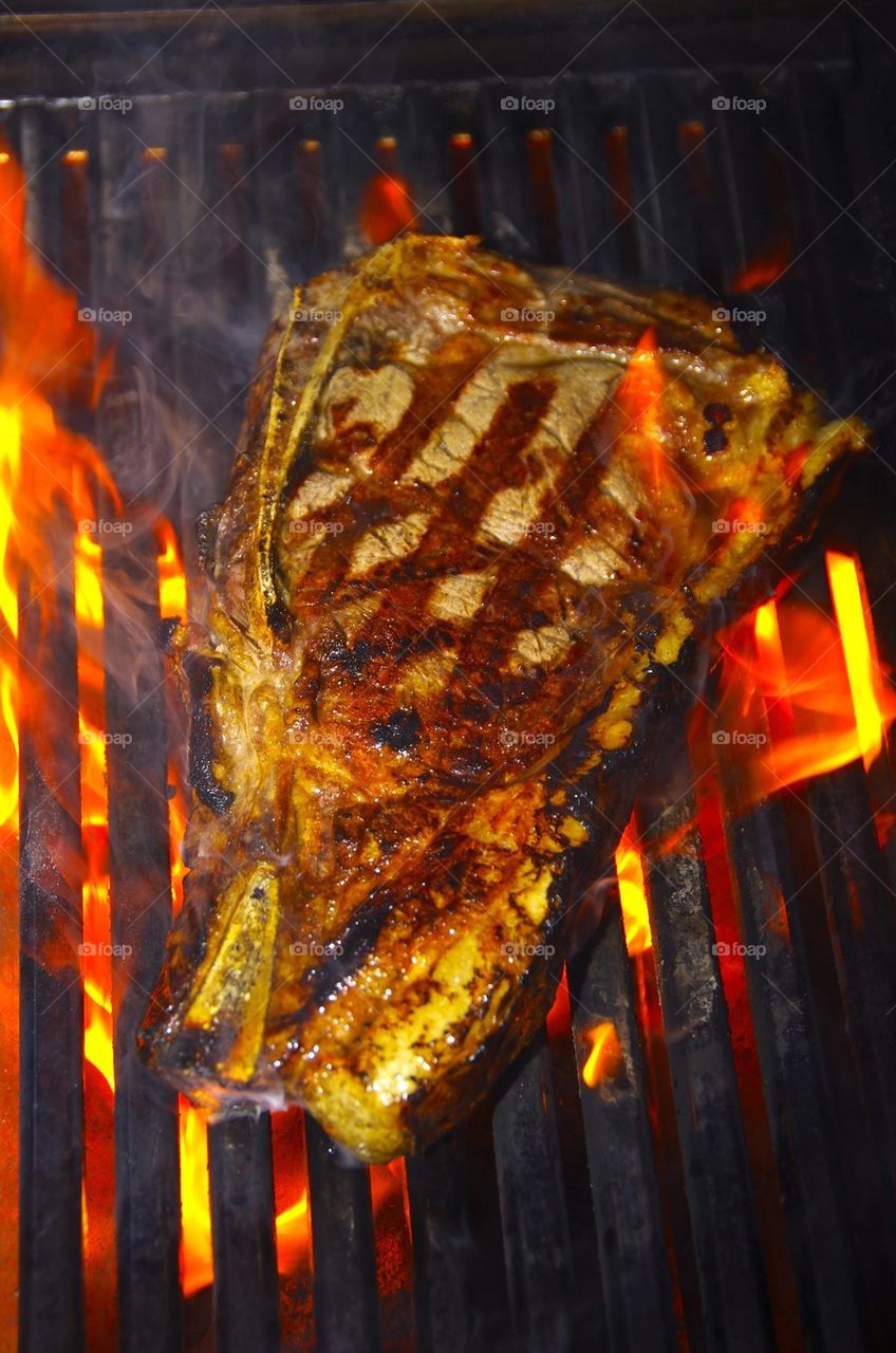 Txogitxu Strip Lion Steak in a Grill