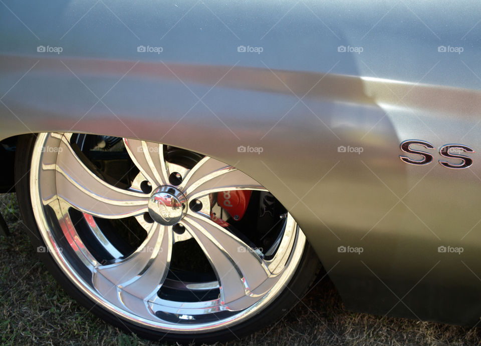 Chromed tire of a Chevy SS