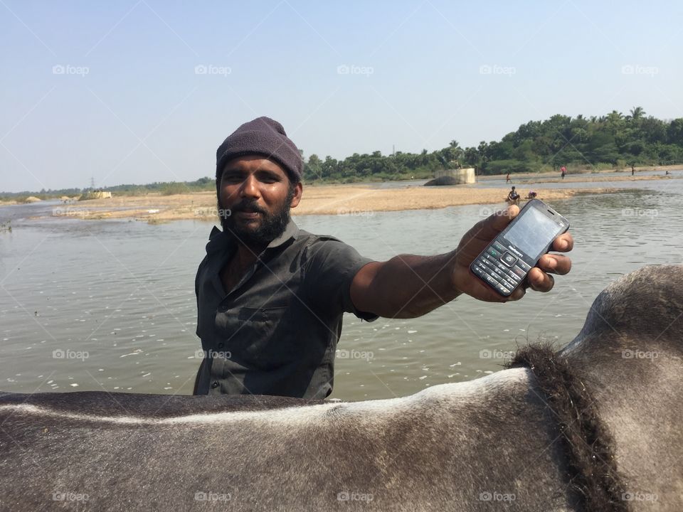 My mobile in river 