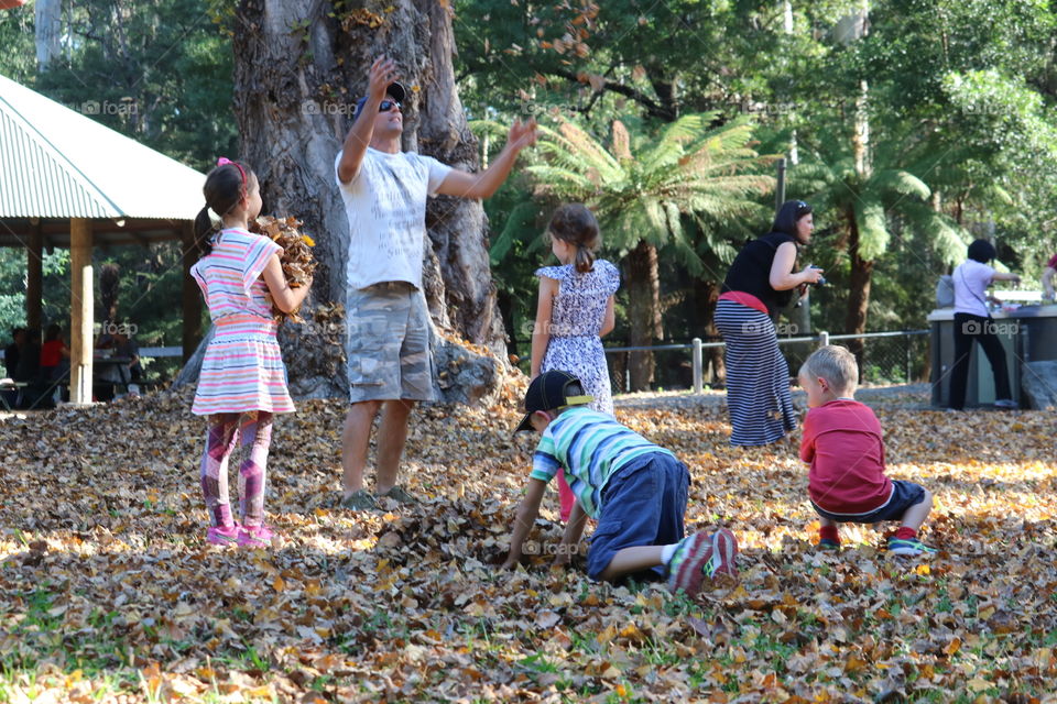 Family enjoying playing in the park