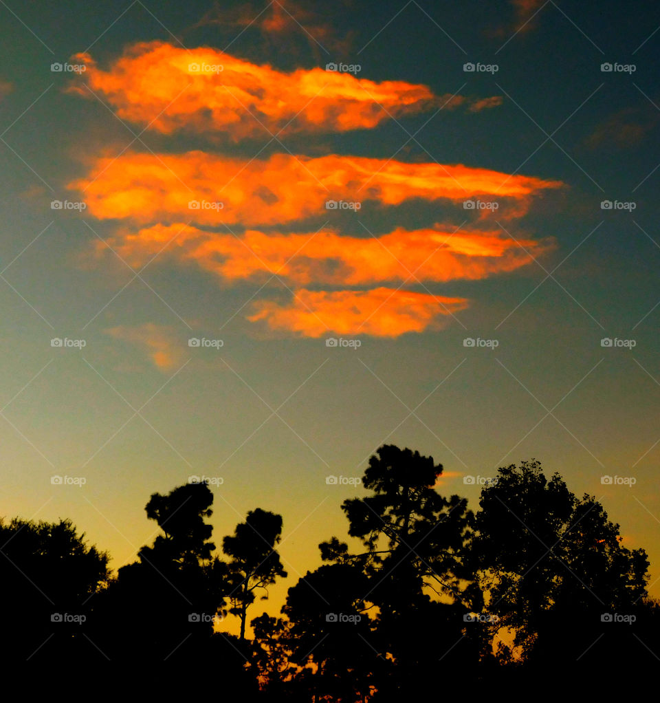 Sunrise beginning with clouds. This breathtaking sunrise began with these heavy orange clouds as the backdrop!