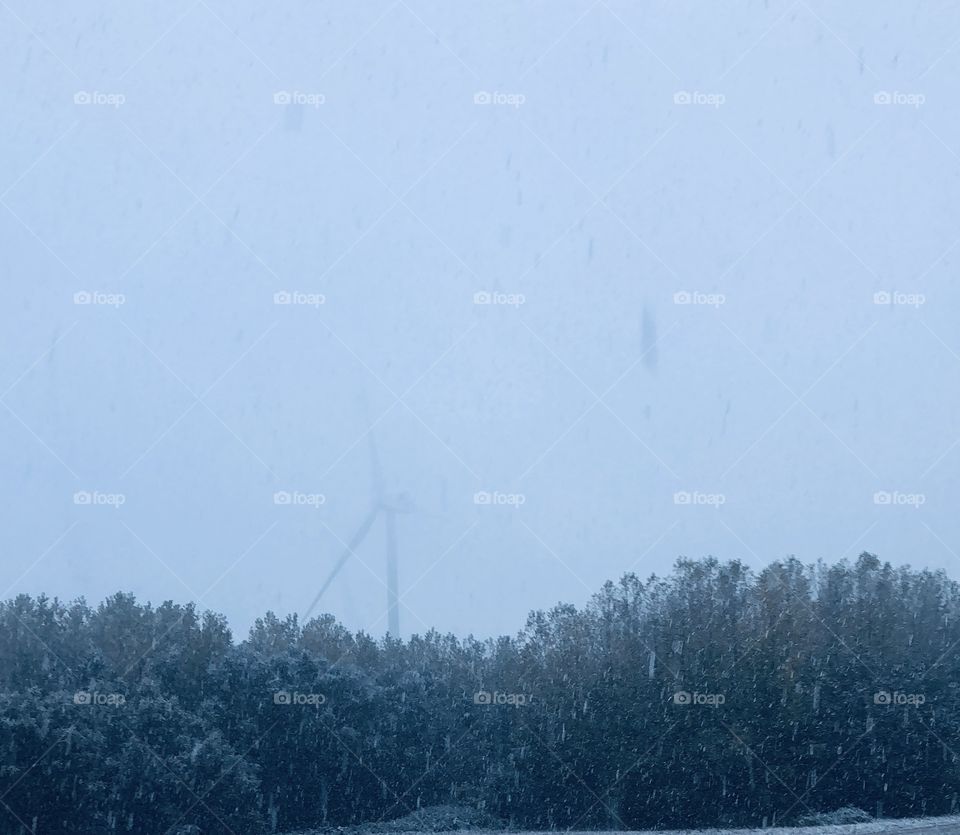 Windmill in the snow. 