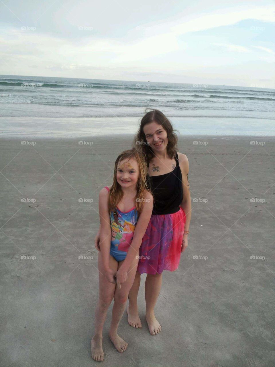 Two sisters at beach