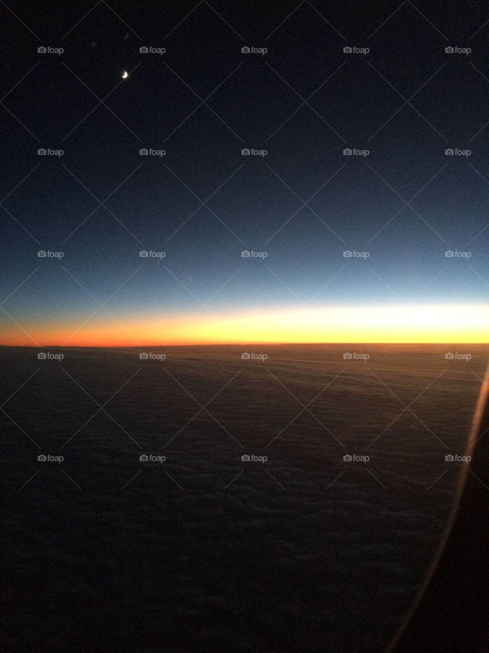 View of Sunset from airplane 