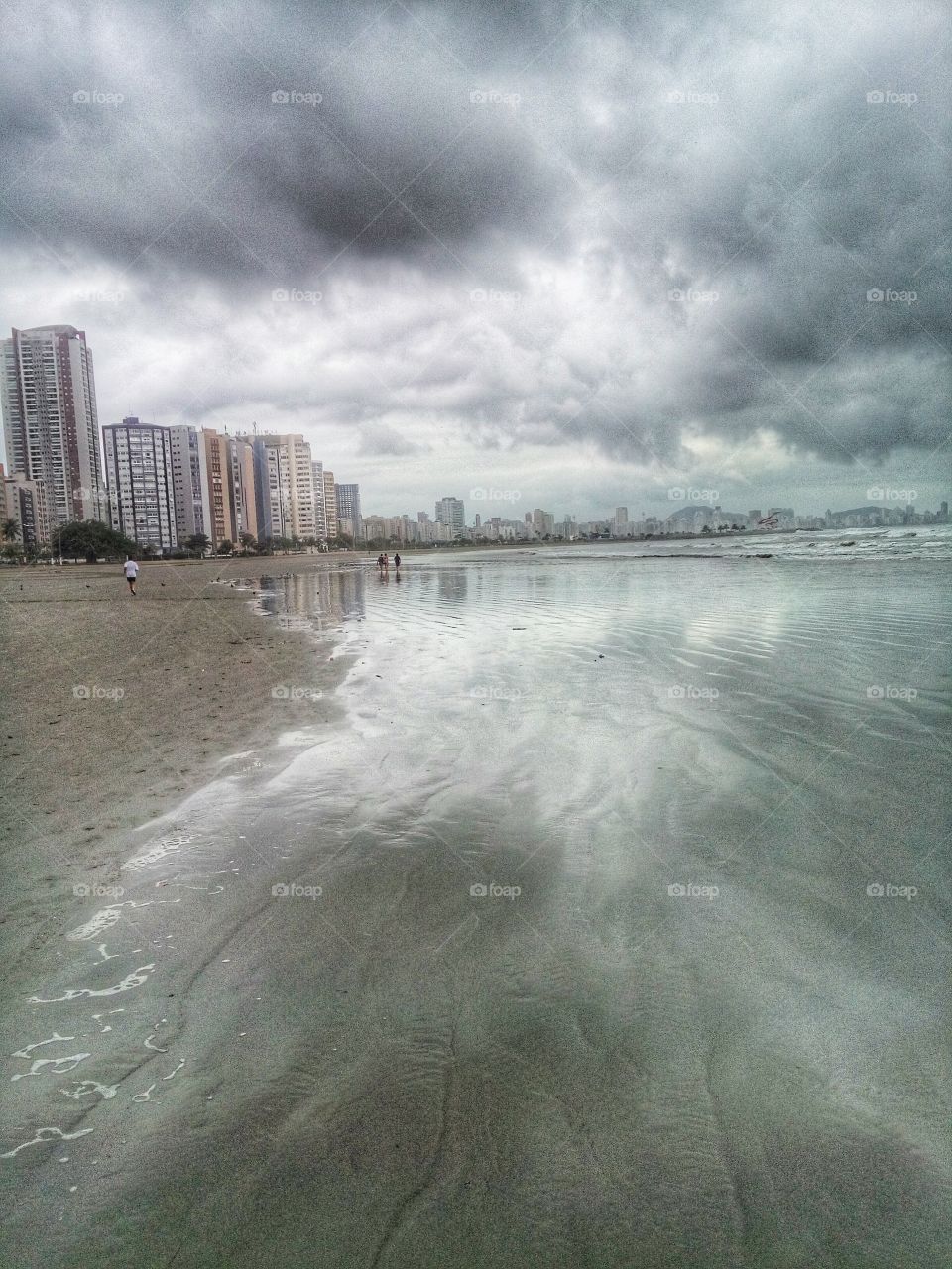 Autumn day on the beach. Itararé beach,  São Vicente, Brazil