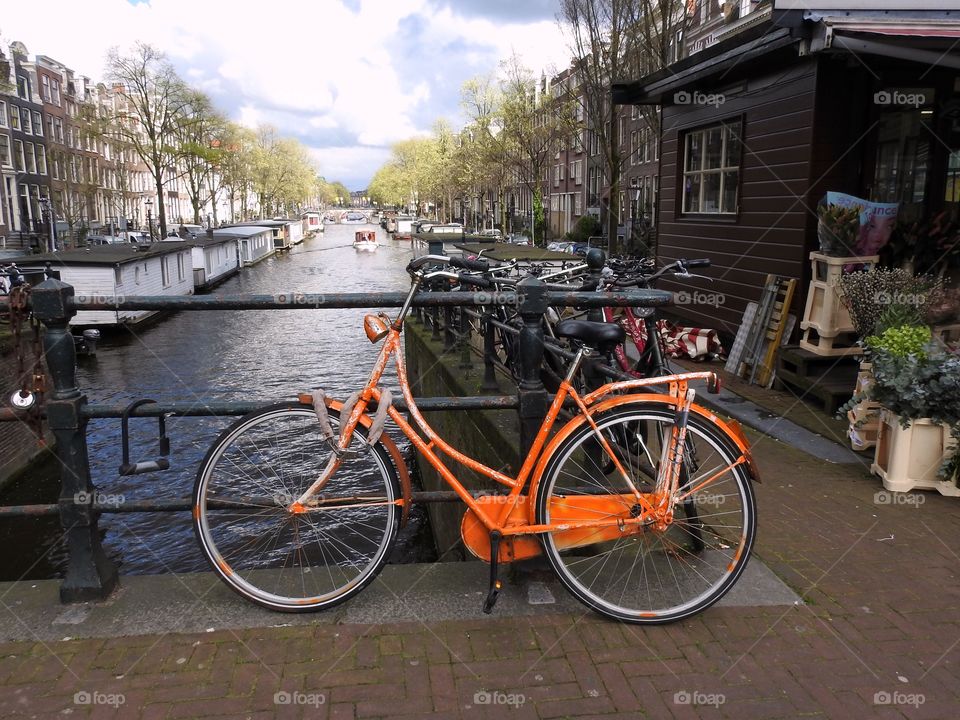 Orange bike by the Canal 