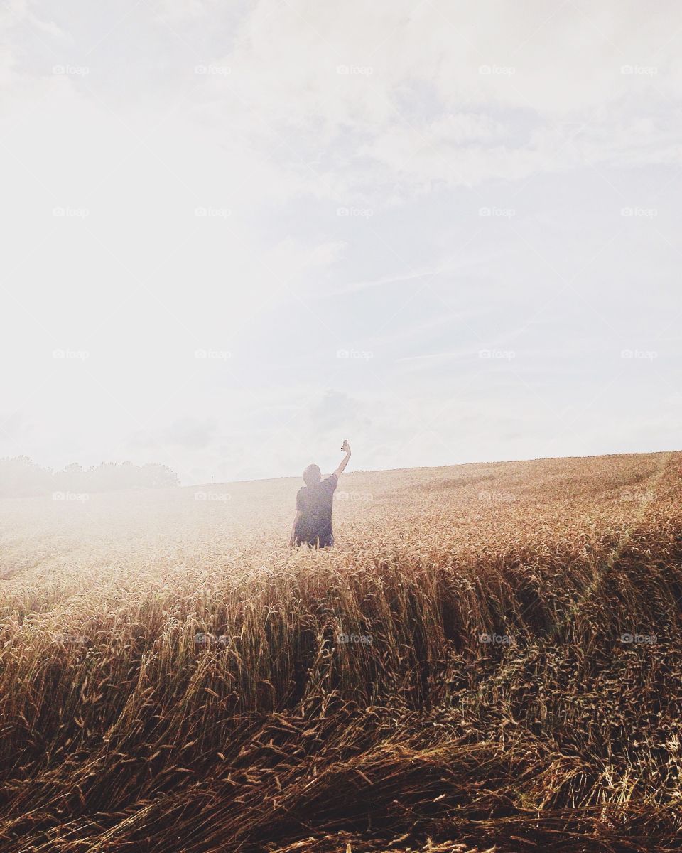 High angle view of person in field