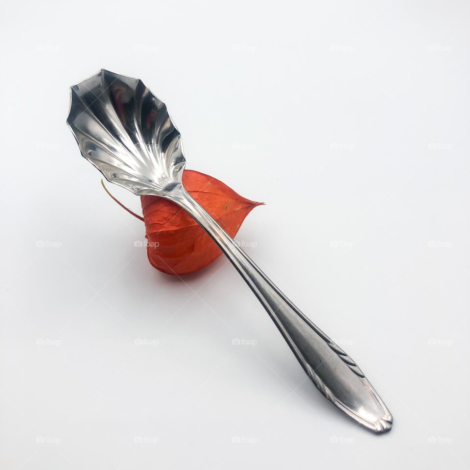 Vintage Silver Red Caviar Spoon