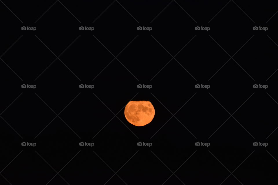 Red moon over the sky of Ardeche