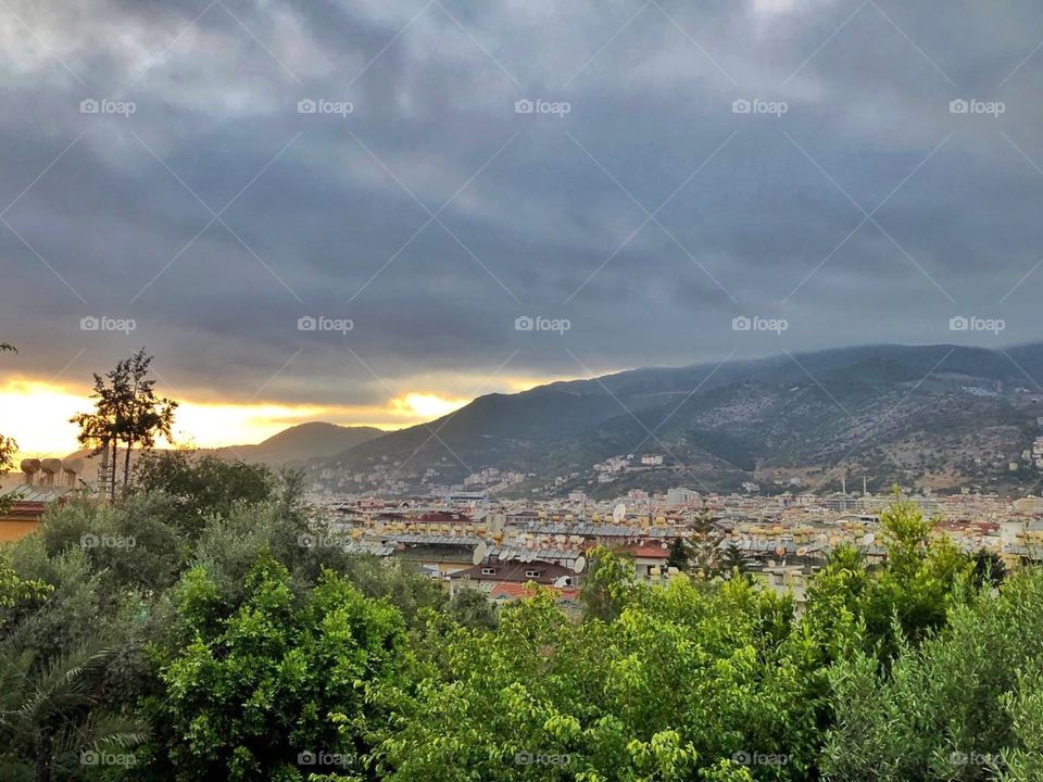 sunset in beloved Alanya, Turkey.  view from above