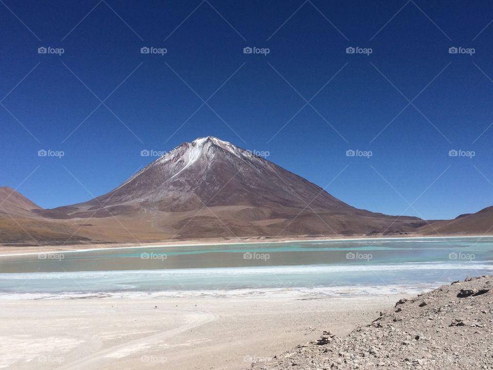 View of a Bolivian salt flats