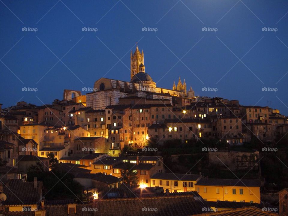 Siena cityscape at night