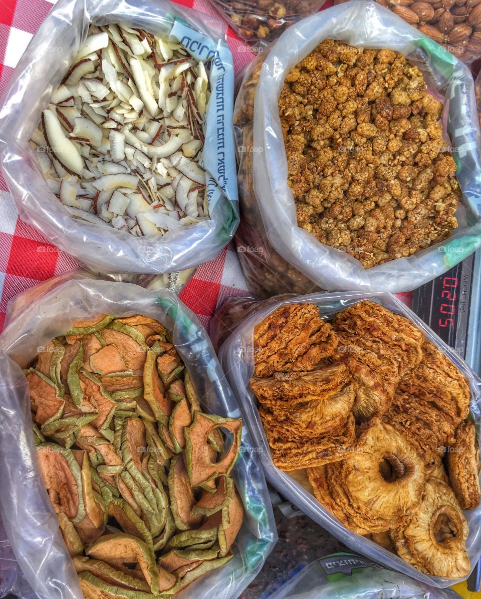 Dried fruits from market 