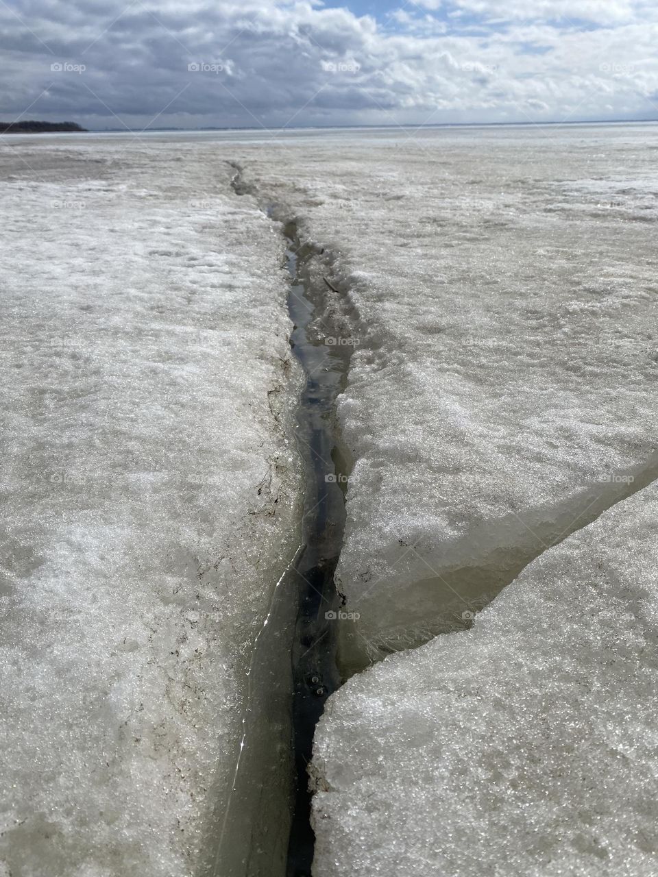 Crack in the lake ice