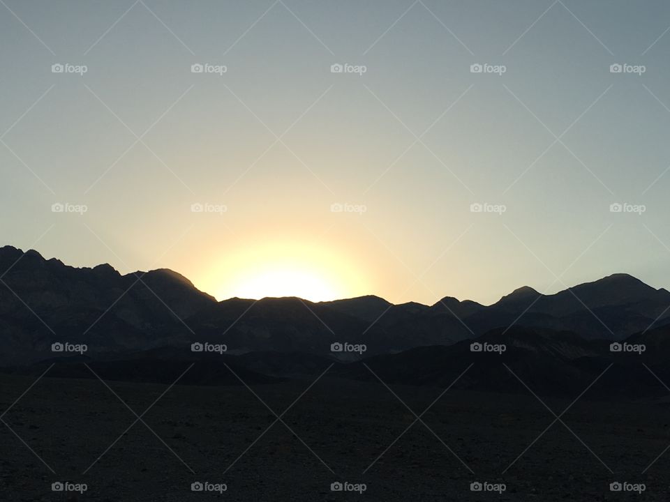Sun setting in Death Valley, California