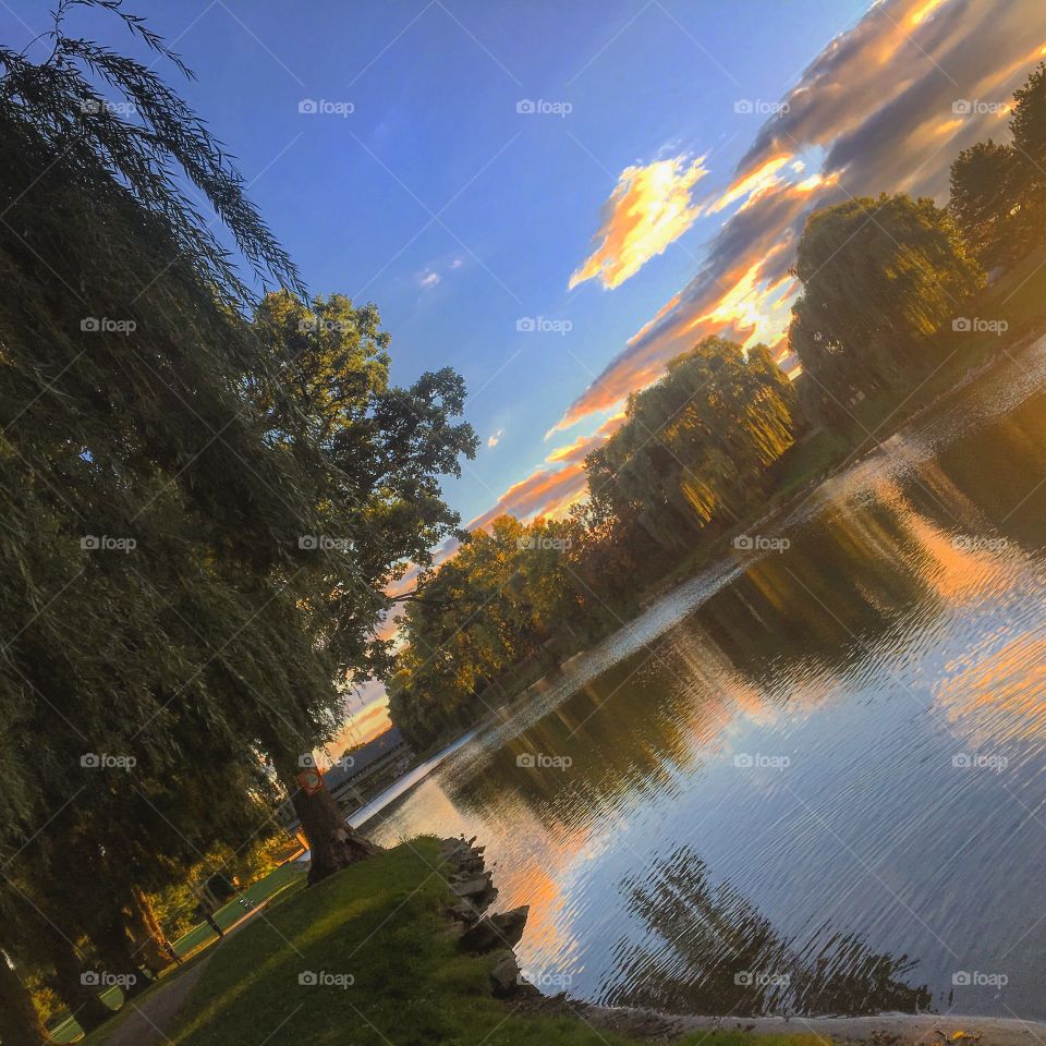 Sunset over the river