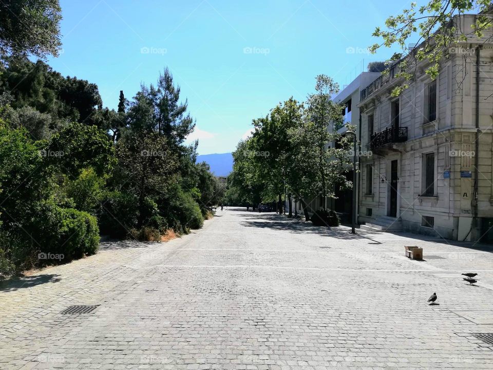 Rare footage of the street right in the foothills of Akropolis. A street that never gets empty, except this time!!!