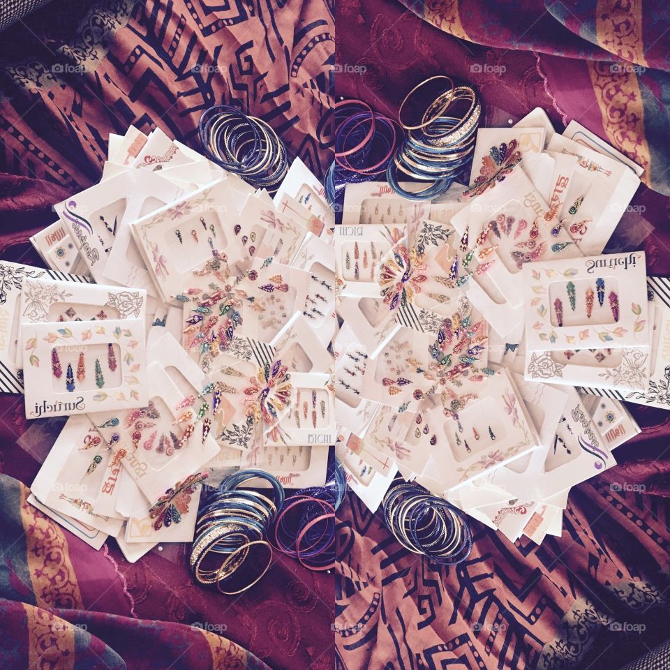 Colourful bindi and bangle collection 