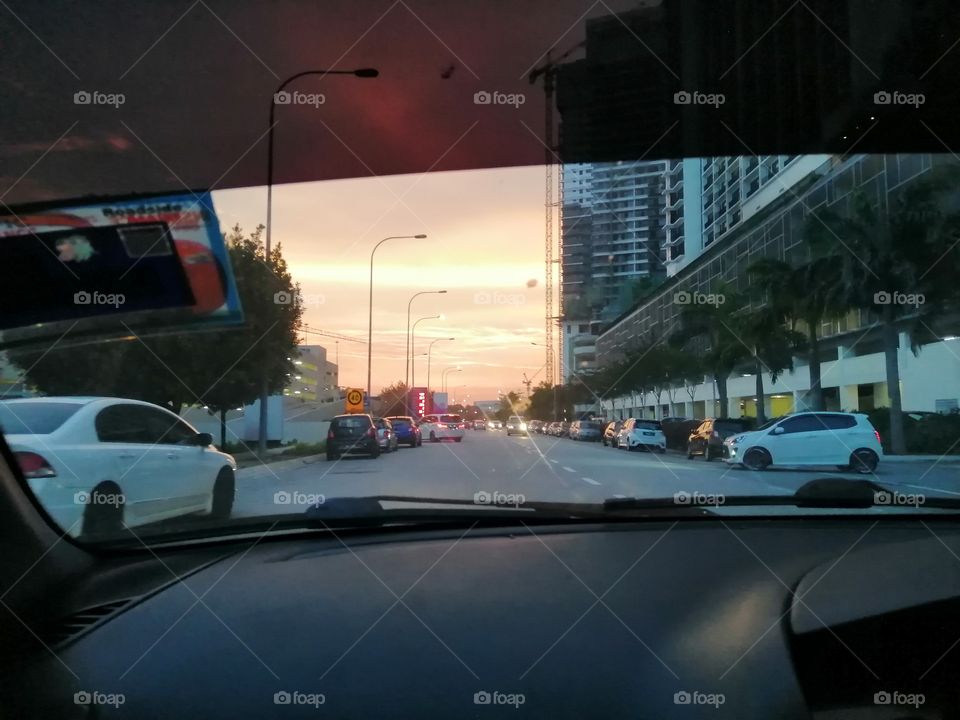 Car front mirror view