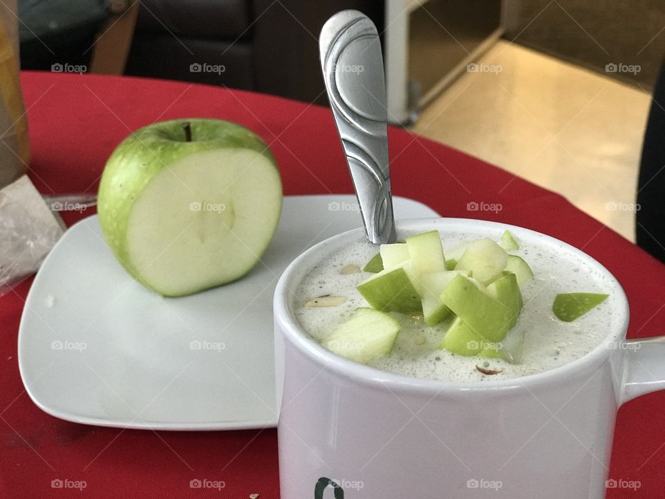 “Avenita” ~Always try and start my mornings with a cup of hot oatmeal with some almonds and green apple pieces. It is a delicious and nutritious breakfast. #NoFilters