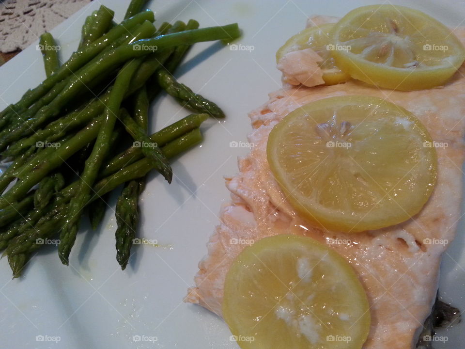 salmon. asparagus