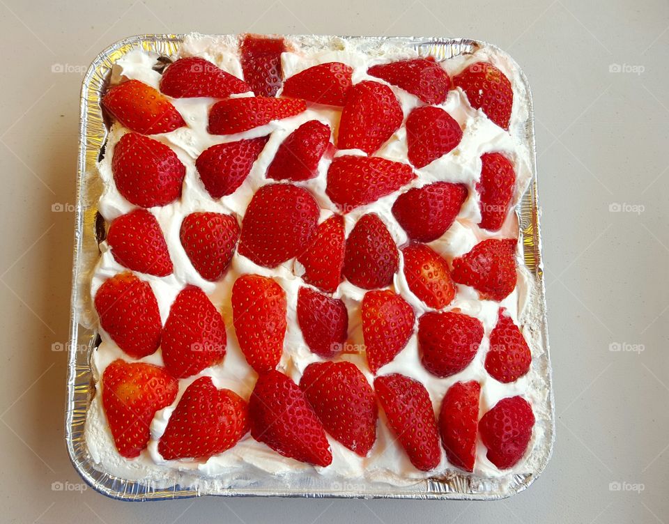 Close-up of strawberries dessert