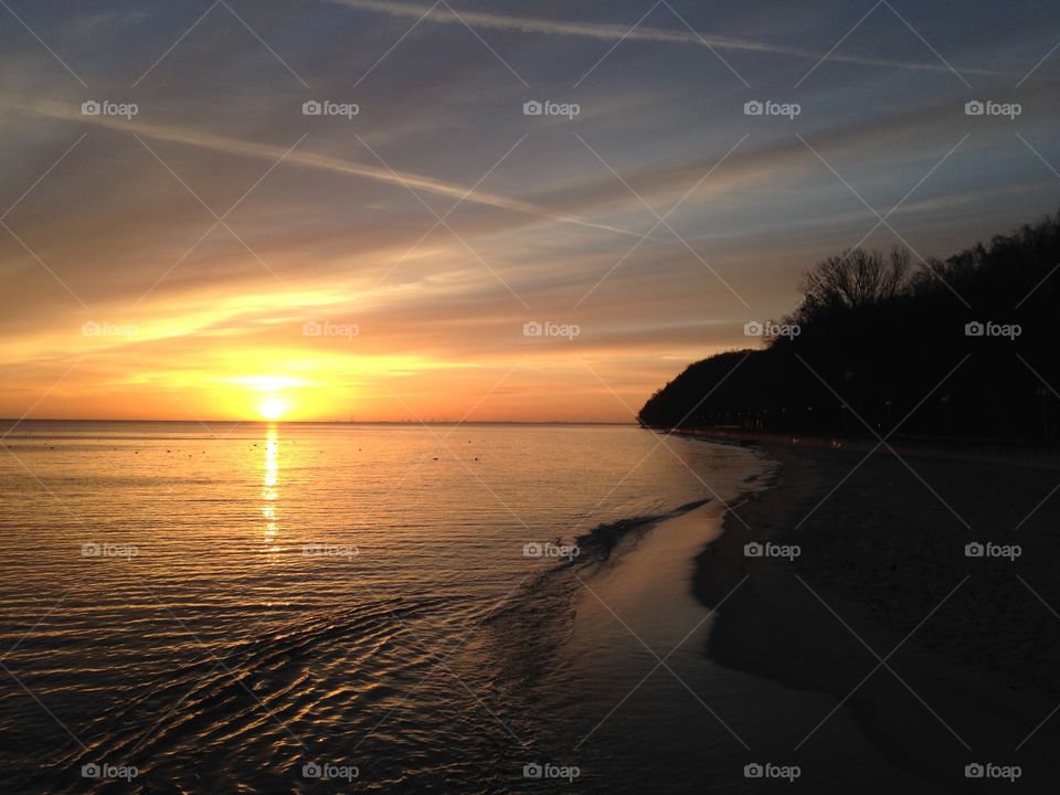 Sunset, Dawn, Water, Evening, Beach