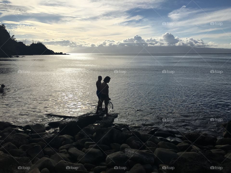 A happy couple on the beach