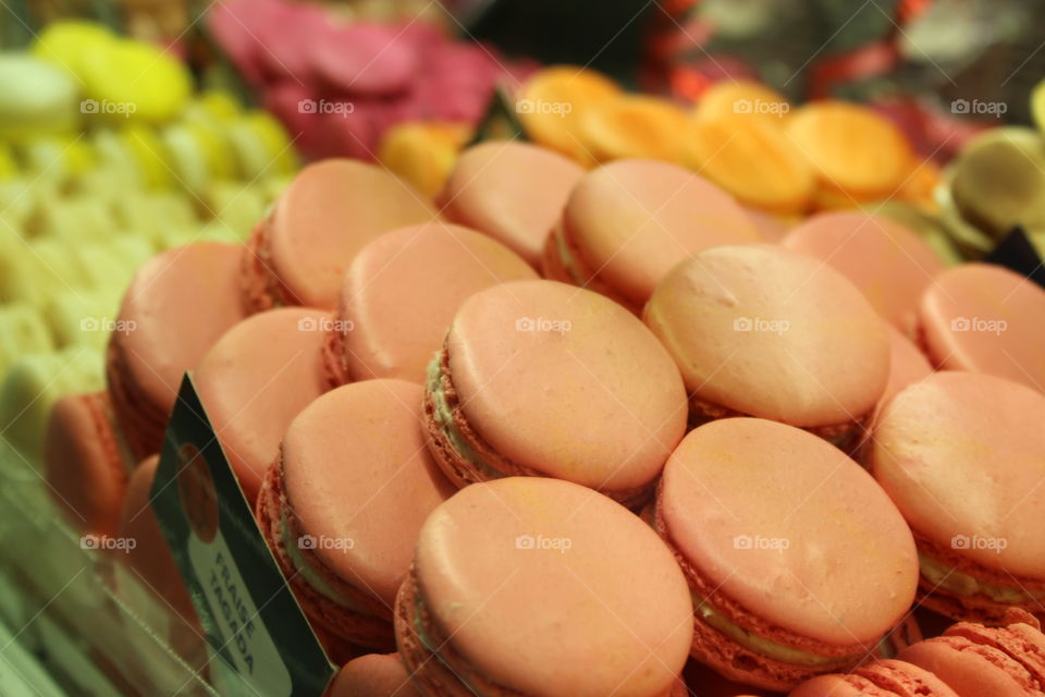
tray of typical French biscuits , macaron