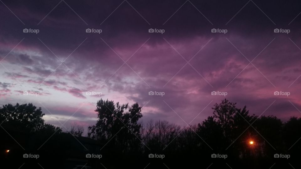 Beautiful purple sky after a storm