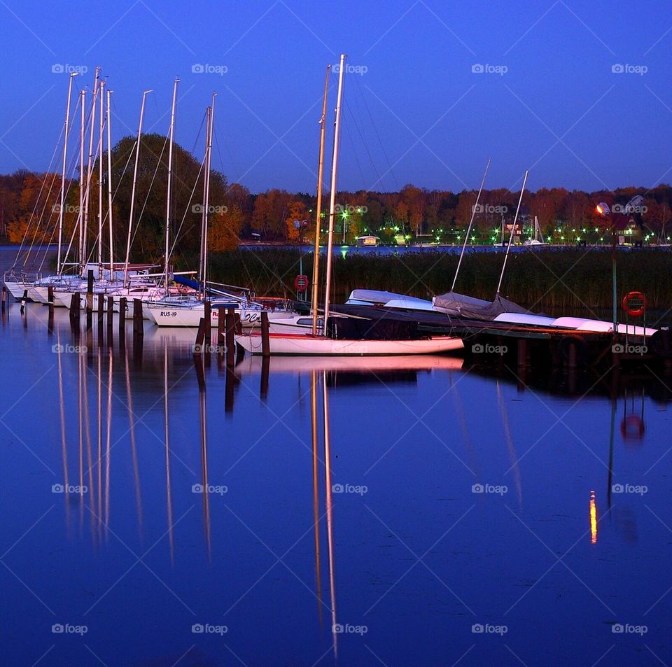 Yachts in deep blue. 