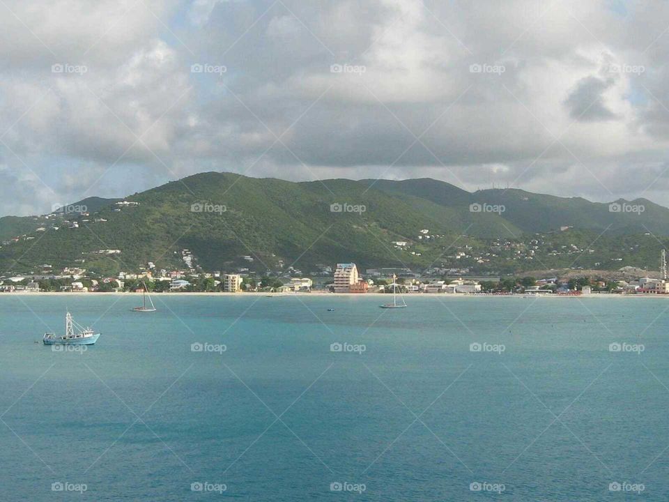 Great view of Great Bay Beach, St. Maarten.