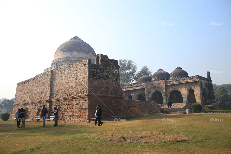Historical monuments inside Lodhi Garden in New Delhi in India