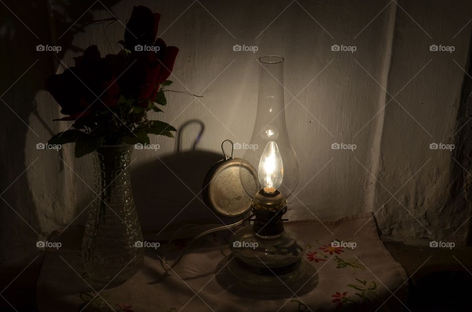 Old times. Candlelight and roses are best couple.  