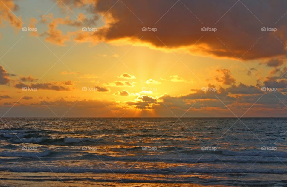 Panoramic sky after sunset view at the beach