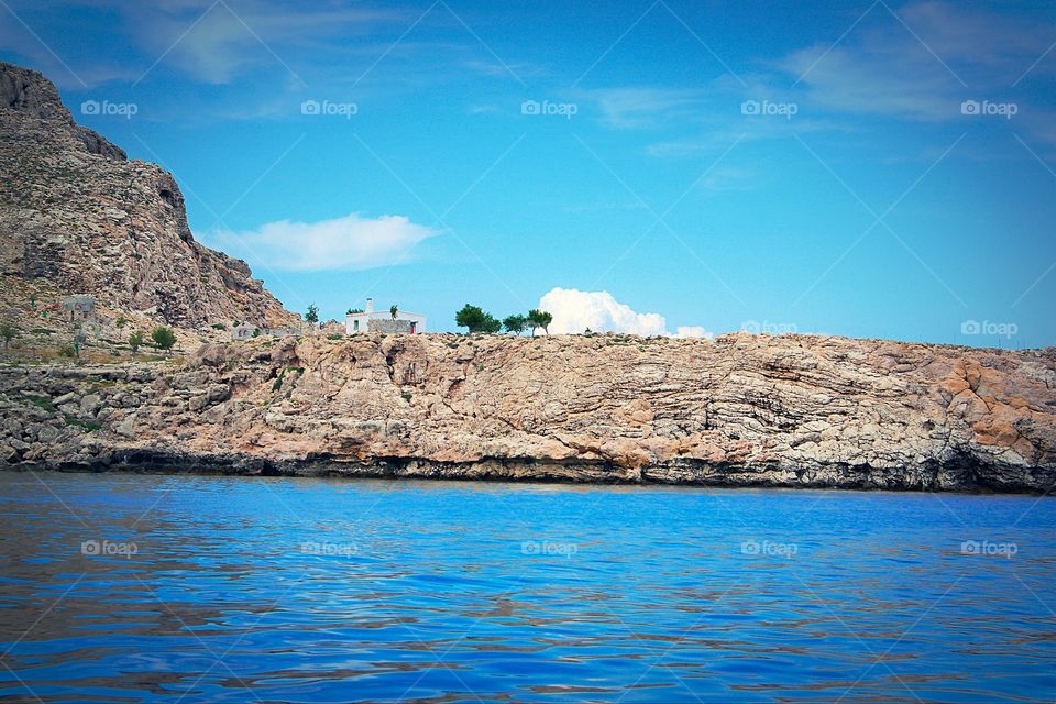 House over the sea. A house over the waters of Rhodos island