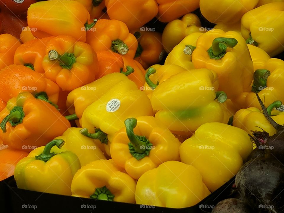 orange and yellow peppers